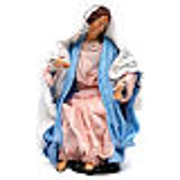 Vierge Marie assise avec bras ouverts pour crèche napolitaine style 1700 35 cm