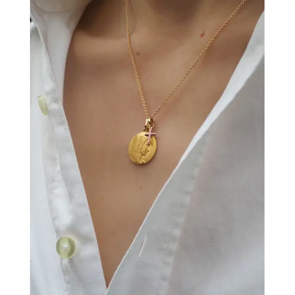Pendentif Croix émaillée | Or 18 carats