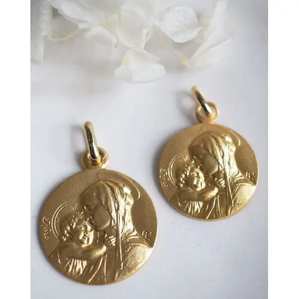 Médaille Vierge à l'Enfant | 16 mm - Or 18 carats