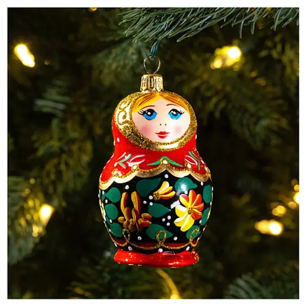 Décoration sapin verre soufflé poupée russe