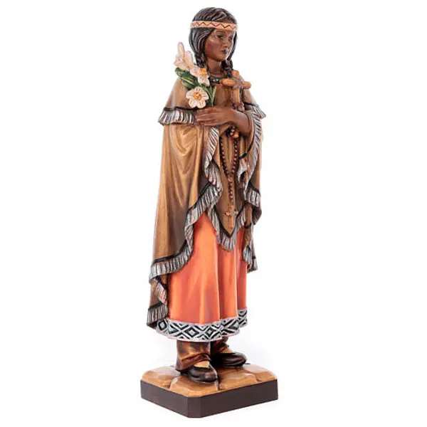 Sainte Kateri Tekakwitha peinte bois érable Val Gardena