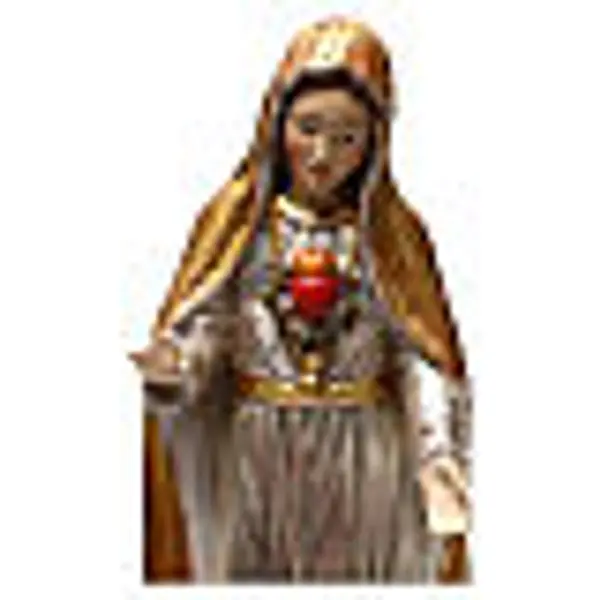 Notre-Dame de Fatima 5ème apparition bois Val Gardena or massif robe argentée