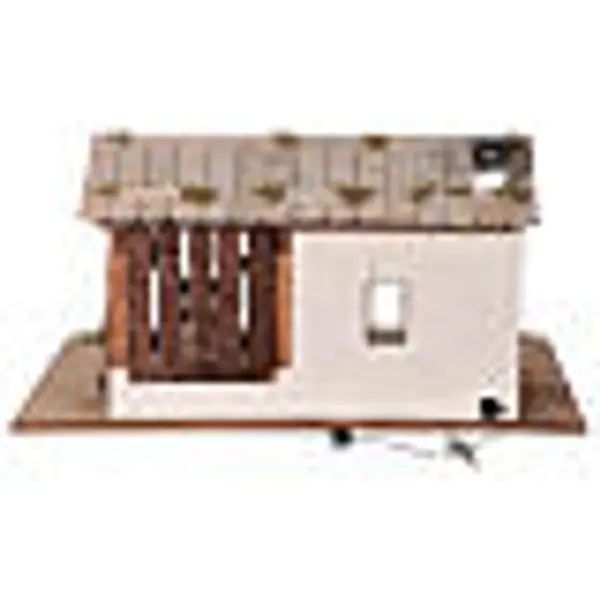 Chalet en bois avec four inspiration nordique 25x45x30 cm pour santons 10 cm