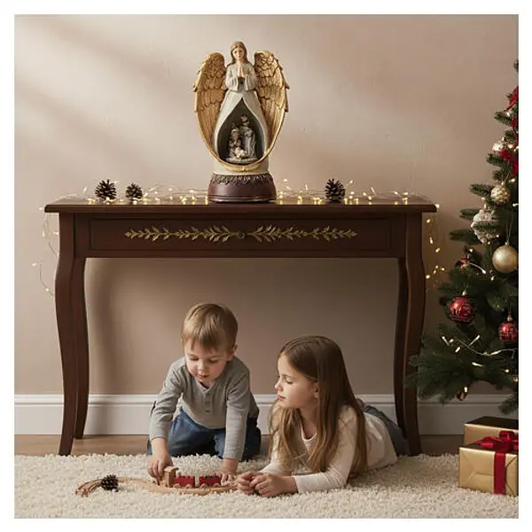 Boîte à musique ange avec Nativité 25 cm