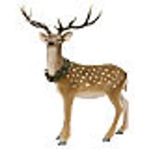 Cerf de Noël avec guirlande en polyester 120x95x50 cm