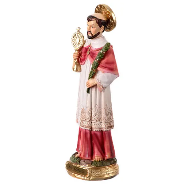 Statuette Saint Raymond 20 cm résine base dorée peinte main