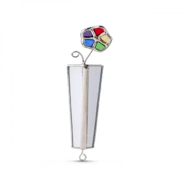Étui à mezouza du Musée d'Israël, métal et verre - Fleur colorée