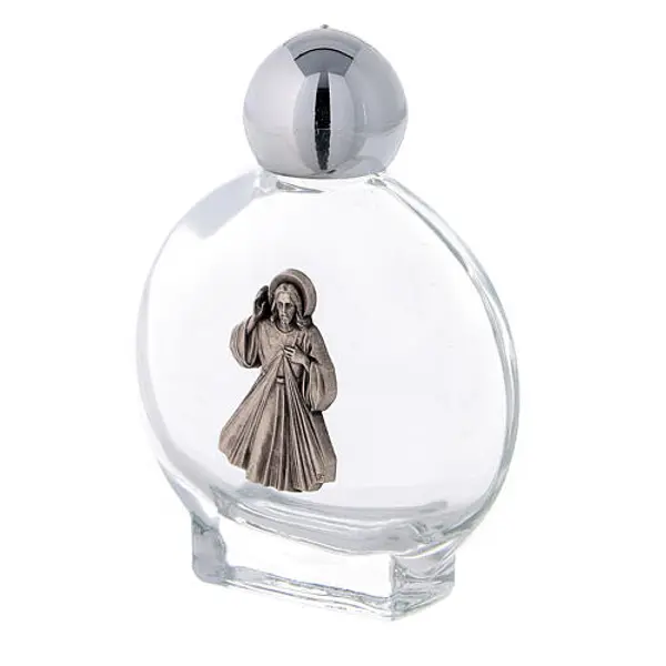 Flacon rond 15 ml pour eau bénite Christ Miséricordieux (50 pcs) verre