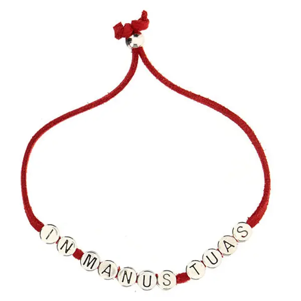 Bracelet rouge In Manus Tuas alcantara zamak