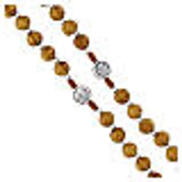 Chapelet collier grains bois médaille Saint Joseph 62 cm