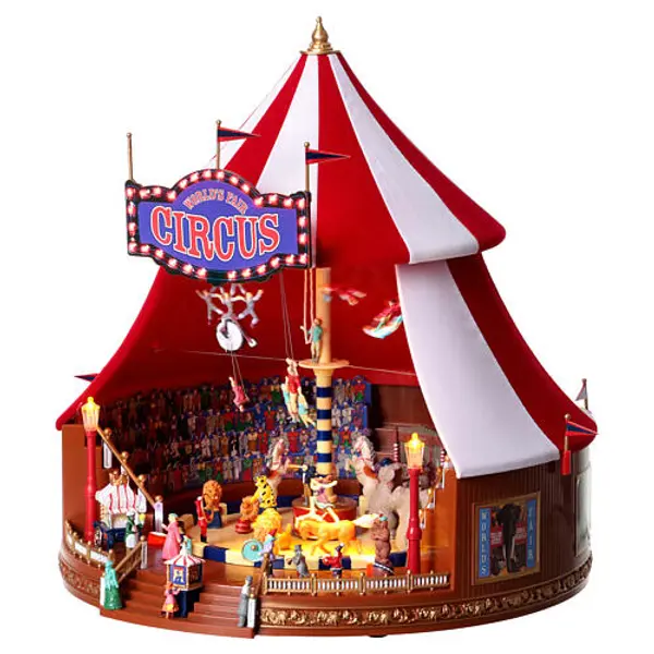 Boîte à musique tente de cirque avec personnages 30x25 cm