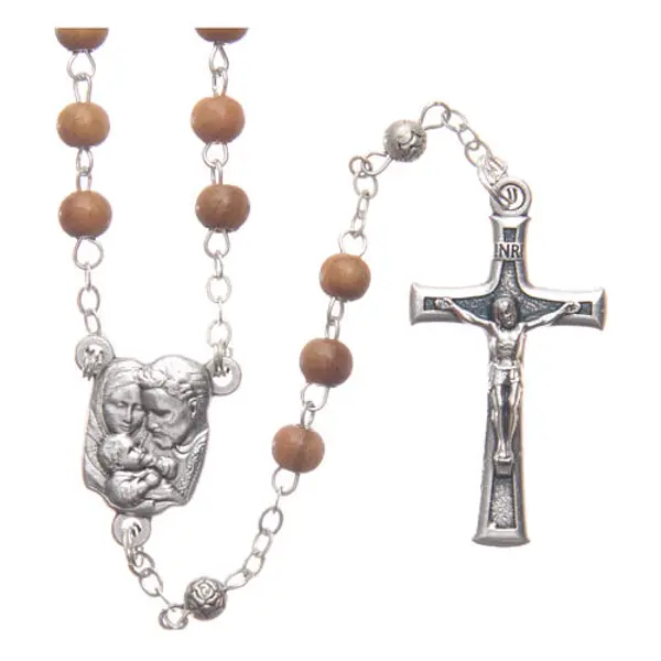 Coffret coeur en olivier avec chapelet en bois 5 mm