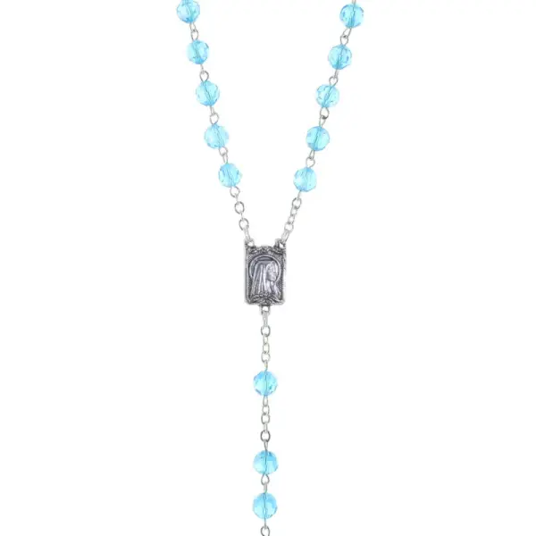 Chapelet de Lourdes en cristal véritable, coeur Apparition de Lourdes