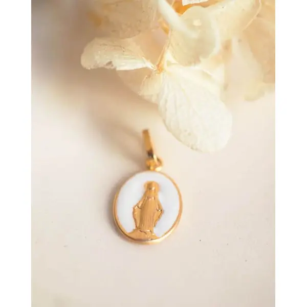 Médaille Miraculeuse émaillée | Or 18 carats