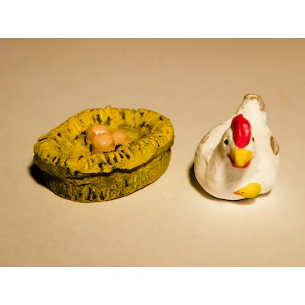 Poule au nid Blanche 9 cm