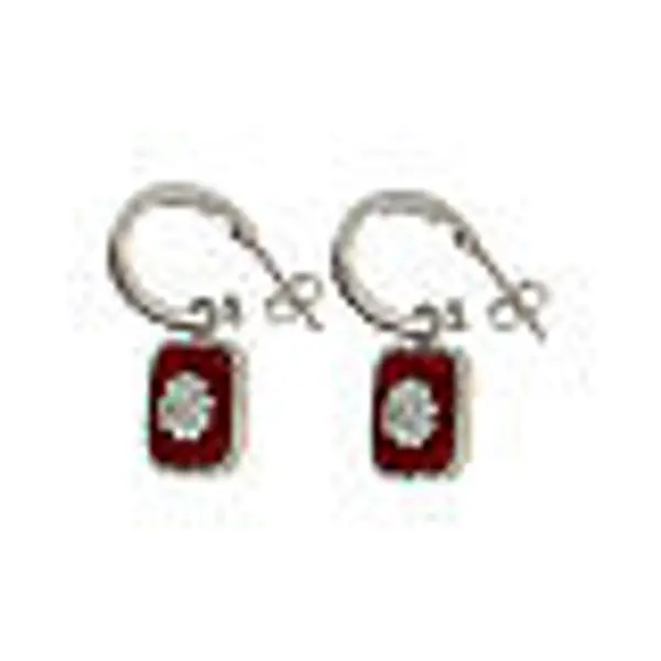 Boucles d'oreille anneaux argent 925 carré rouge avec coquillage HOLYART