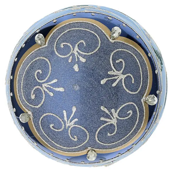 Boule bleue paysage peint verre soufflé 150 mm