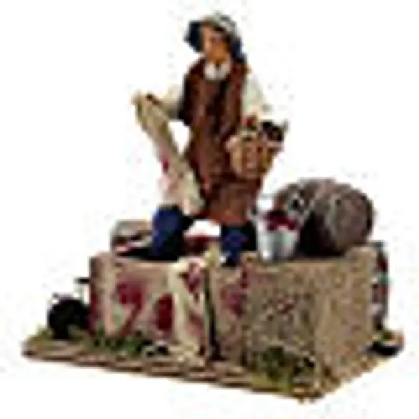 Homme qui presse le raisin 12 cm animation crèche Naples