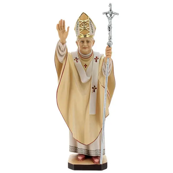 Statue Pape Benoît XVI bois peint Val Gardena