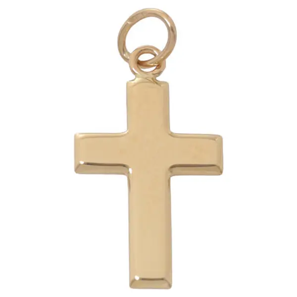 Croix pendentif plaque bombée or jaune 18K 0,7 gr