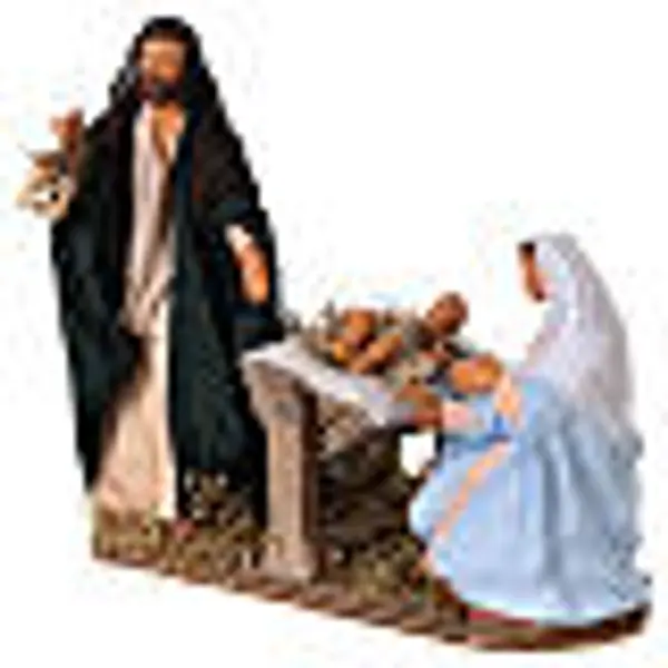 Sainte Famille animée crèche napolitaine 14 cm