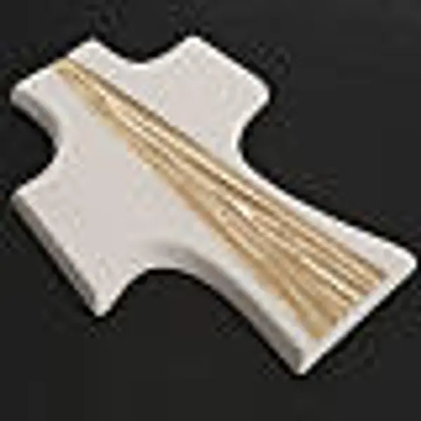 Crucifix Confirmation stylisé argile blanche cm 15