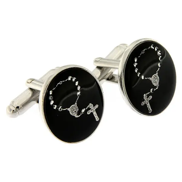 Boutons manchettes dizainier strass laiton finition bronze blanc