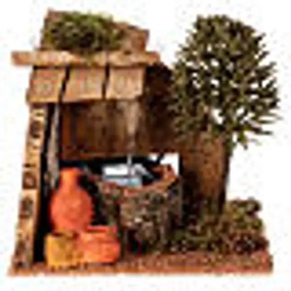 Fontaine avec jarres et arbre crèche 8 cm