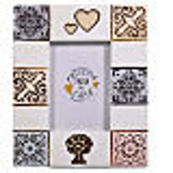 Cadre photo en résine décoré coeurs arbre de vie 12x10 cm