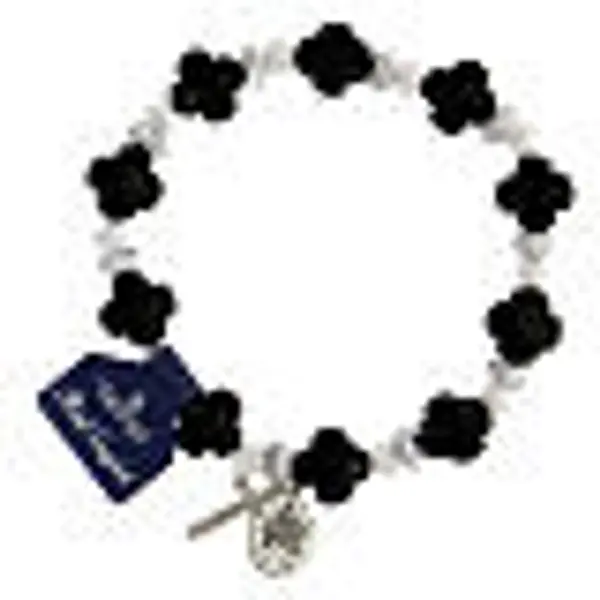 Bracelet élastique cristal noir imitation nacre et strass