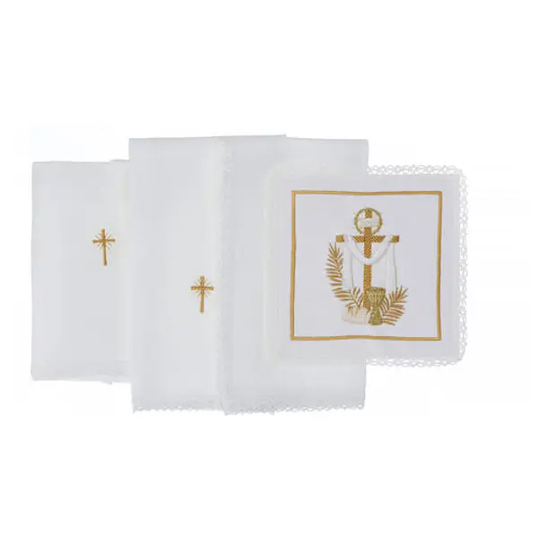 Linges d'autel lin coton viscose 4 pcs croix épis