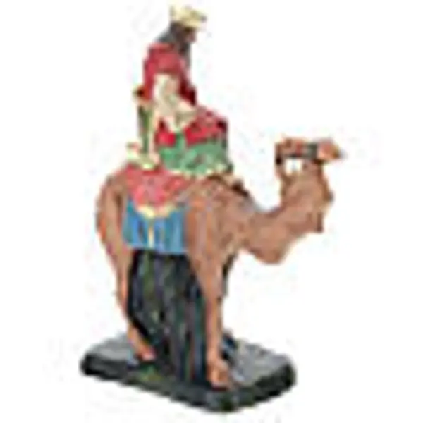 Roi Mage Melchior sur chameau plâtre coloré pour crèche 10 cm Arte Barsanti