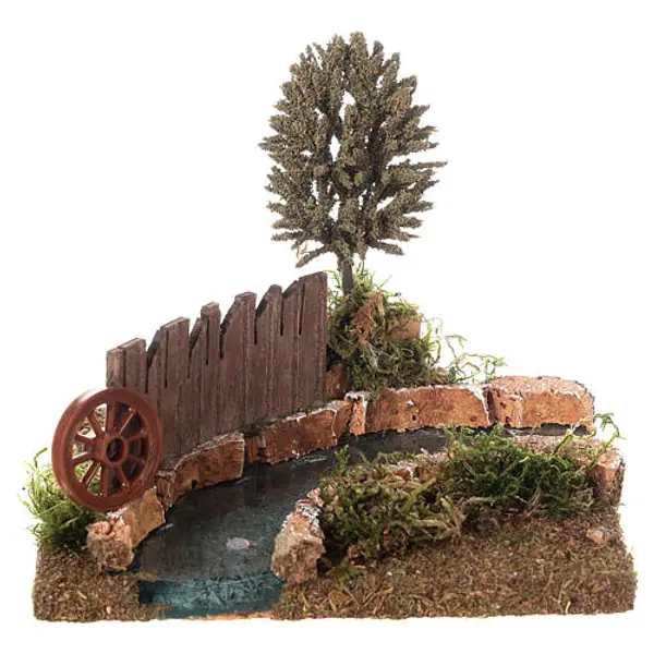 Courbe rivière et arbre crèche 8 cm 15x15x15 cm