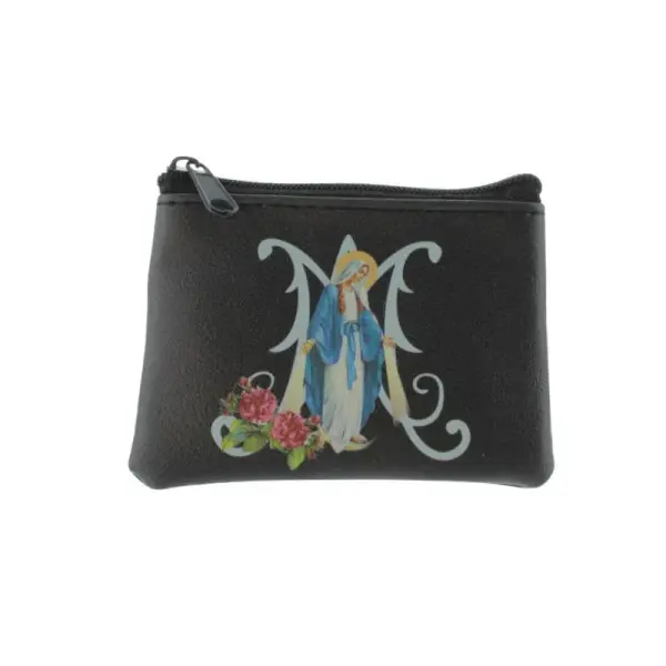 Etui à chapelet noir de la Vierge Miraculeuse
