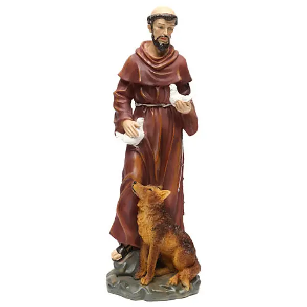Saint François avec loup 50 cm résine