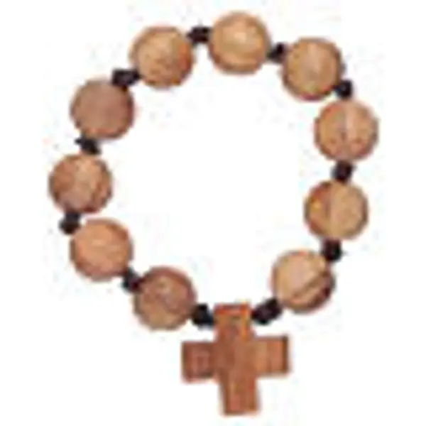 Bracelet chapelet dizainier perles et croix bois