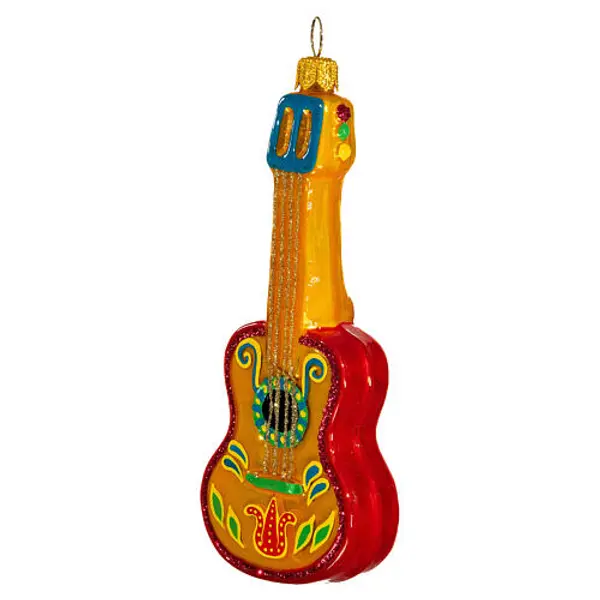 Guitare acoustique mexicaine 10 cm verre soufflé ornement sapin de Noël