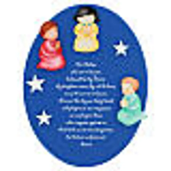 Décoration murale bleue Notre Père ANG 30x25 cm
