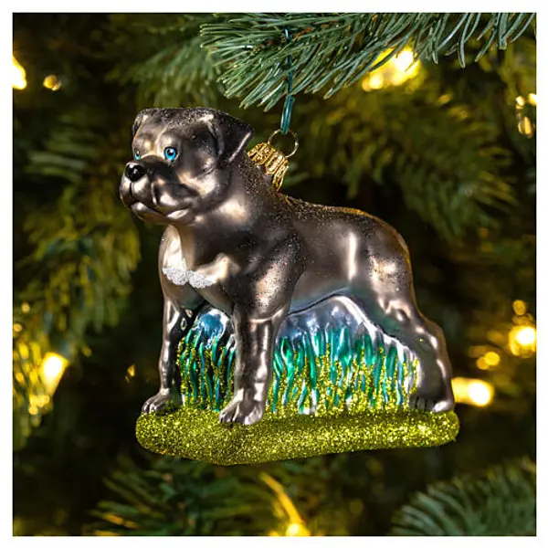 Bulldog américain décoration verre soufflé pour sapin