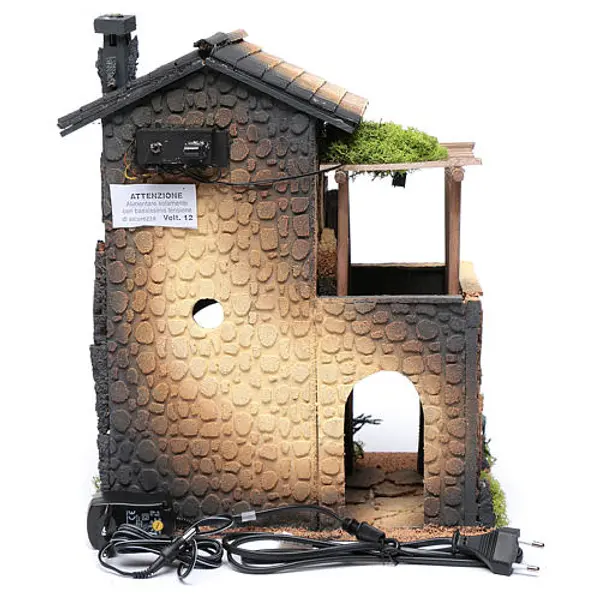 Taverne avec fumée crèche 39x30x23 cm