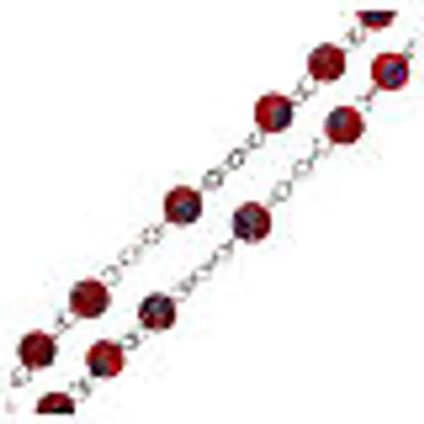 Chapelet en verre style murrina rouge avec motif floral et rayures 6 mm