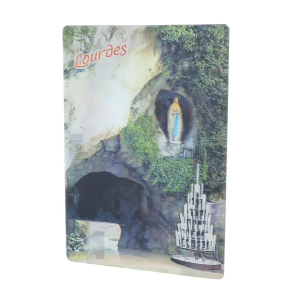 2 pieces set bidimensional postcards of Lourdes Apparition