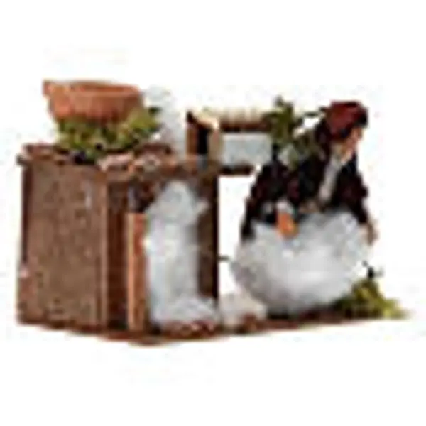 Cardeur de laine 10x15x10 cm mouvement pour crèche de 10 cm