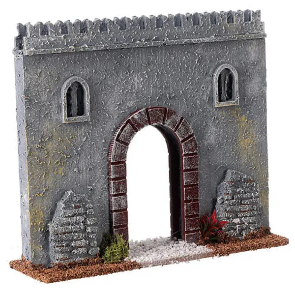 Remparts avec porte style XIXe siècle 20x20x5 cm pour crèche 8 cm