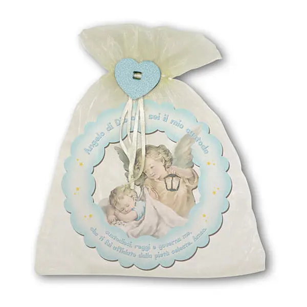 Médaillon bleu ciel pour berceau Ange de Dieu 12x12 cm