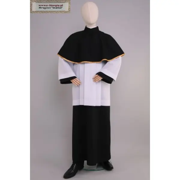 Aube noire pour lecteurs et servants d’autel avec col AM/cza + surplis