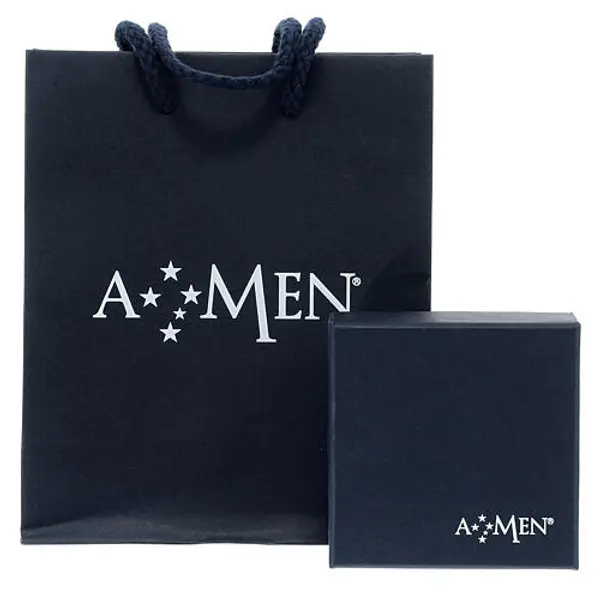 Pendants d'oreilles Amen argent 925 rosé trois pendentifs croix et grains noirs