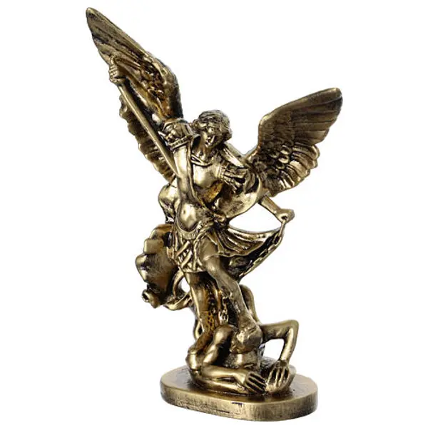 Statue résine Saint Michel 15 cm effet laiton