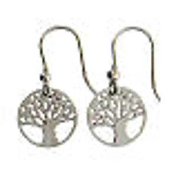 Boucles d'oreilles argent 925 Arbre de la Vie diamanté rouge 1,5 cm diamètre