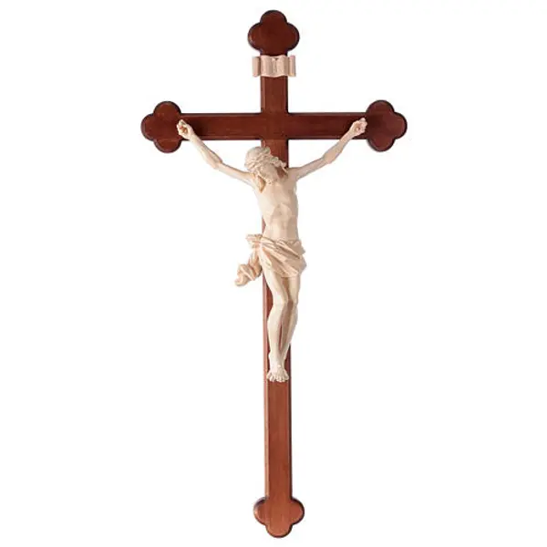 Crucifix trilobé mod. Corpus bois naturel ciré Valgardena